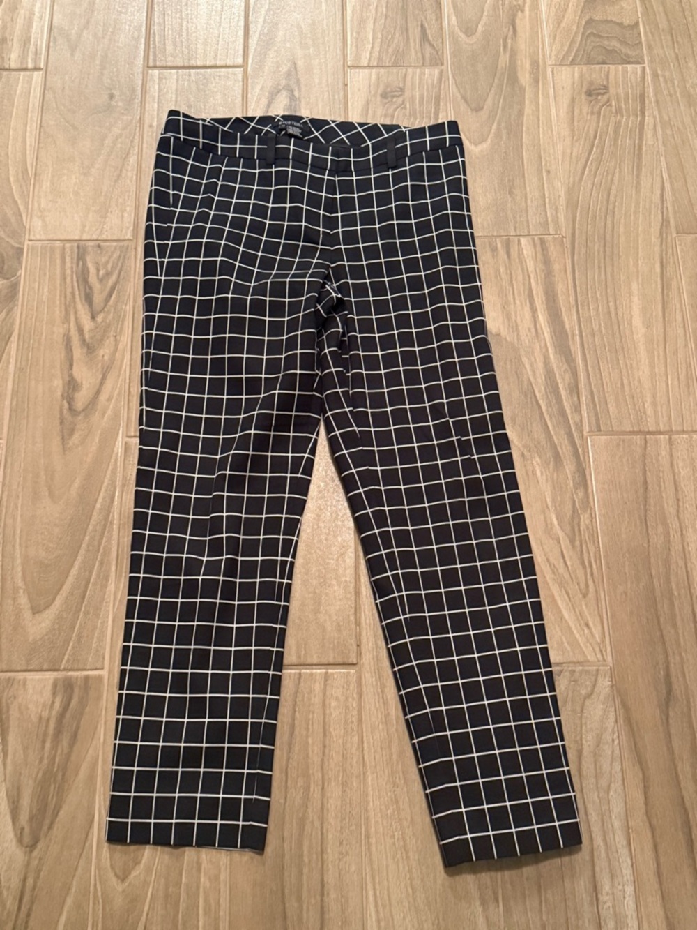 Etcetera Black and White Windowpane Ankle Pants